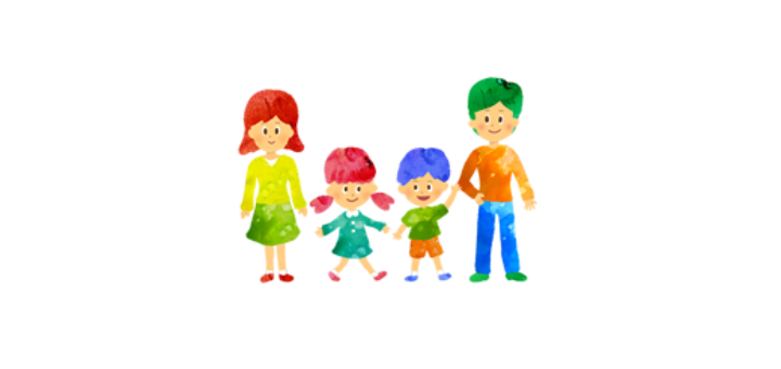 【無料素材】4人家族のイラスト