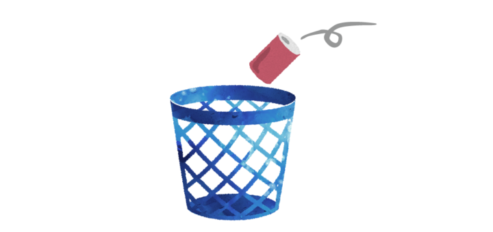 ゴミ箱に空き缶を入れるイラスト