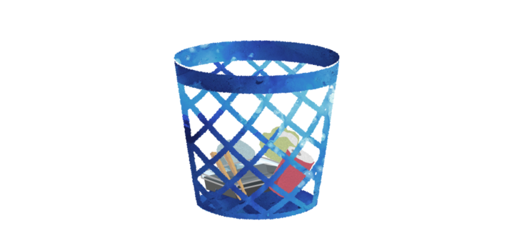 ゴミが入っているゴミ箱のイラスト