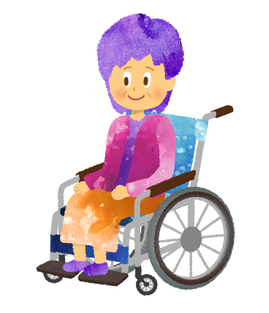 車椅子に乗ったおばあちゃんのイラスト