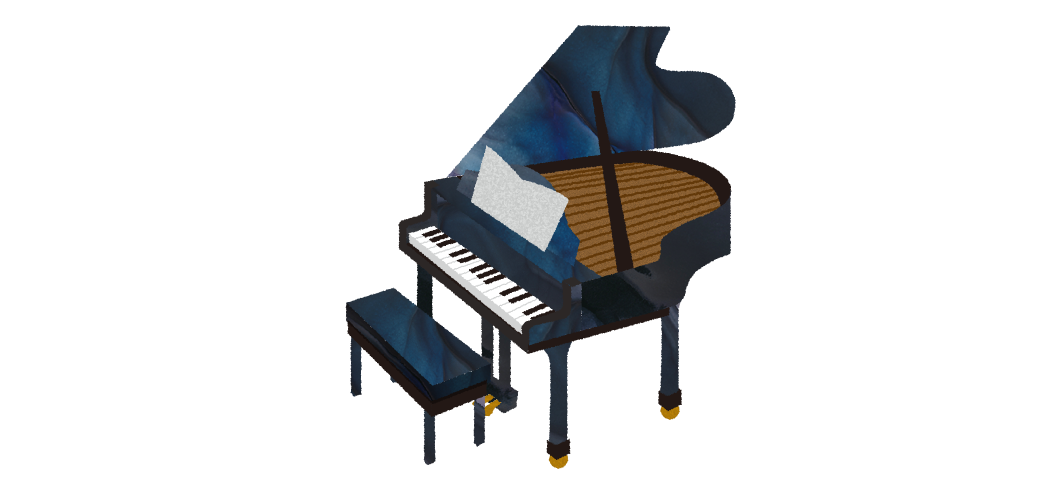 グランドピアノ 椅子と楽譜付き のイラスト