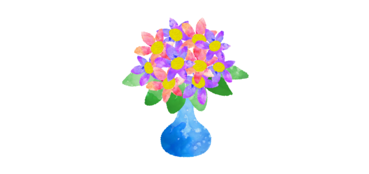 花瓶にささったお花のイラスト