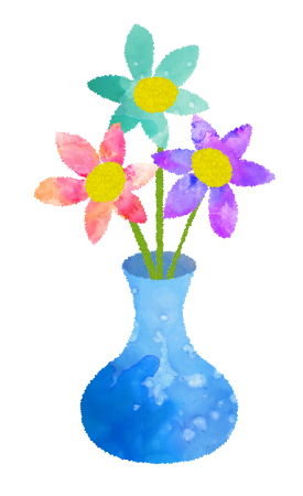 花瓶に刺さった3本のお花のイラスト