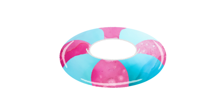 ぴんくの浮き輪のイラスト