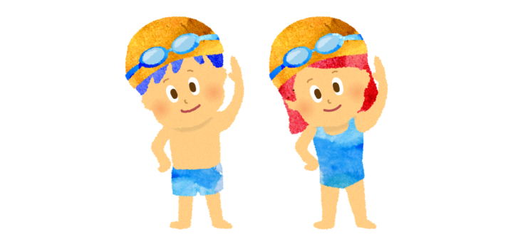 準備体操をする女の子と男の子のイラスト