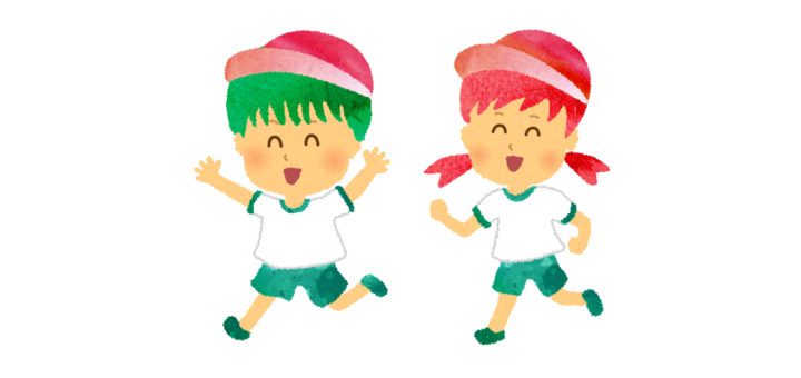 徒競走をする小学生のイラスト