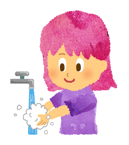 【無料素材】手を洗う女の子のイラスト