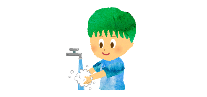 清潔に手を洗う男の子のイラスト