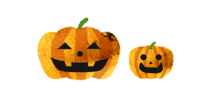 ２つのハロウィンかぼちゃのイラスト