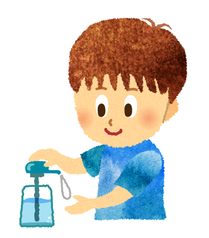 【無料素材】手ぴかジェルで手を洗う男の子のイラスト