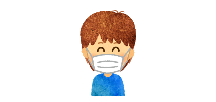 風邪予防・花粉症でマスクを付ける男の子のイラスト