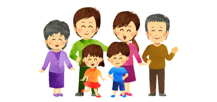 3世代の家族のイラスト