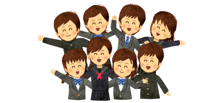 喜ぶ学生（中学生・高校生）のイラスト