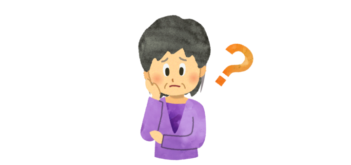 どうしようかしら？考えるおばあちゃんのイラスト