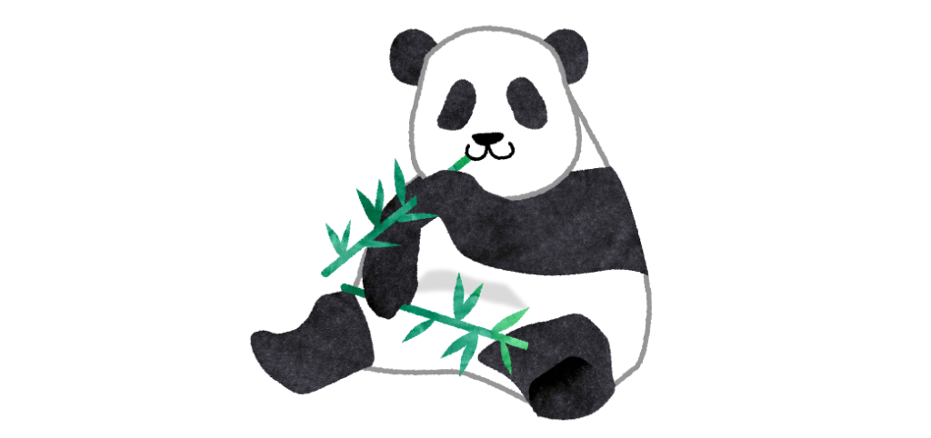 笹を食べているパンダのイラスト