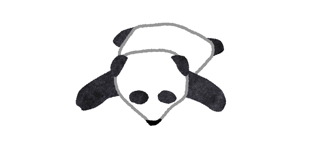 うつ伏せで寝ているパンダのイラスト