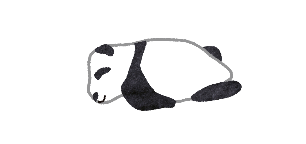 幸せそうに寝ているパンダの赤ちゃんのイラスト
