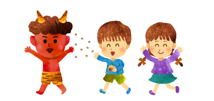 鬼を追いかける子ども達のイラスト