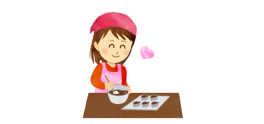 チョコを作っている女の子のイラスト