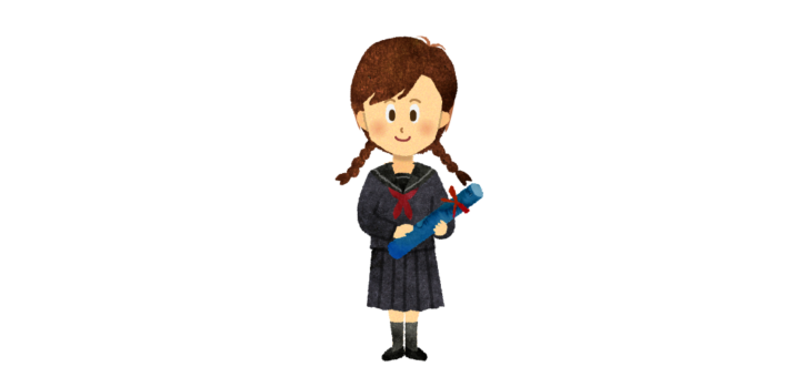 卒業証書の筒を持つ学生のイラスト