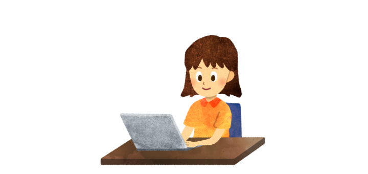 パソコンを使う女の子のイラスト