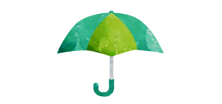 緑と黄緑のかさのイラスト