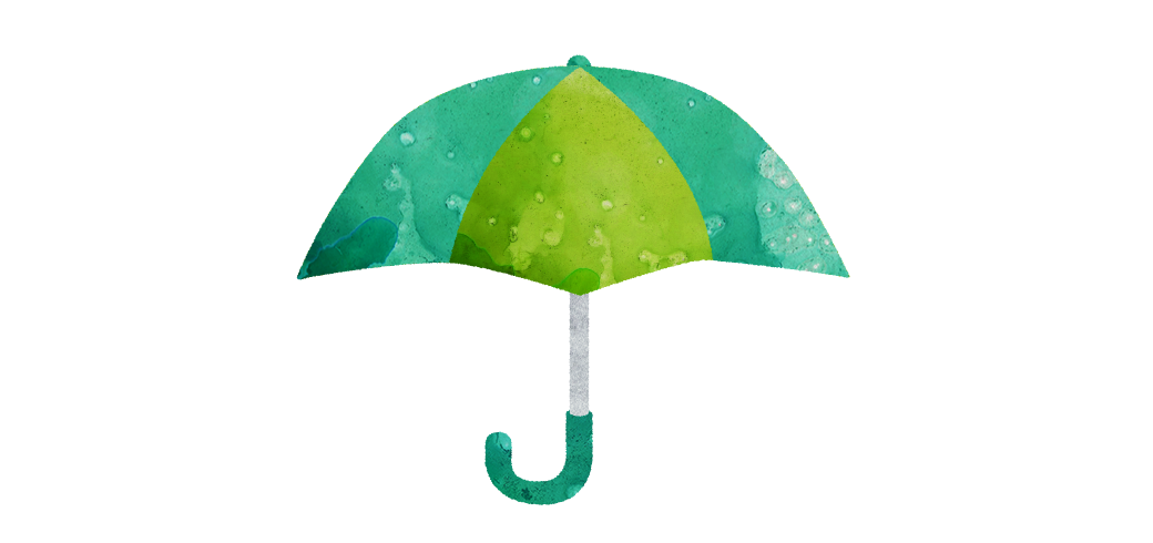 緑の傘のイラスト