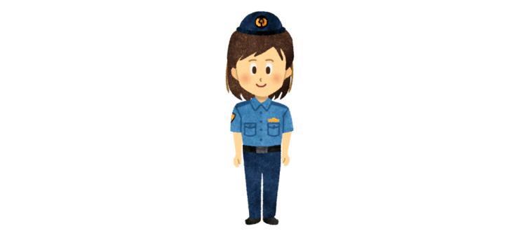 半袖制服の女性警官のイラスト（ズボン）