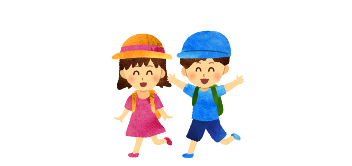 遠足の子供達のイラスト