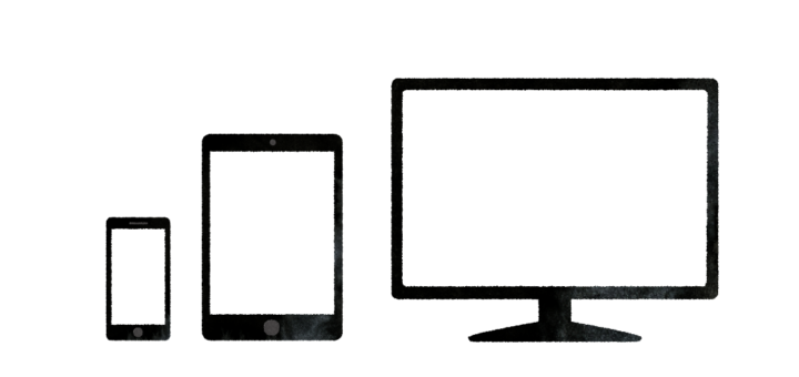 パソコンスマホタブレットの画面のイラスト