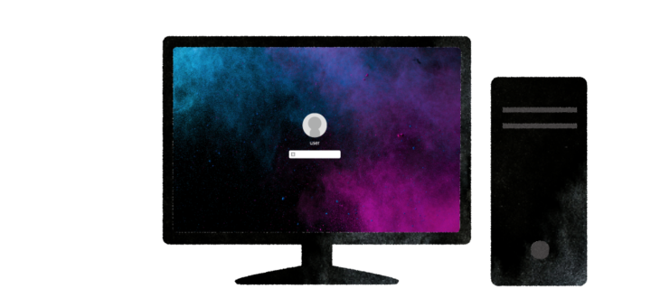 液晶ディスプレイとパソコンのイラスト