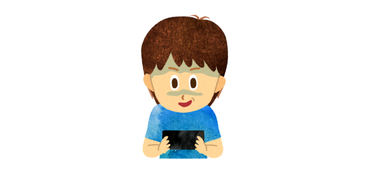 SNS中毒の男の子のイラスト