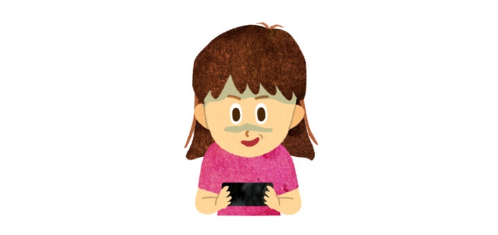 スマホ依存の子供のイラスト