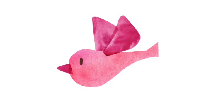 ピンク色のかわいい鳥のイラスト
