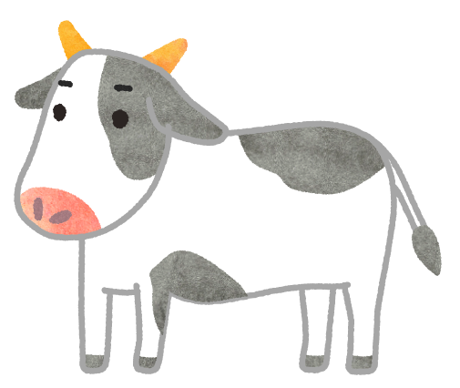 【無料素材】横向きの牛のイラスト