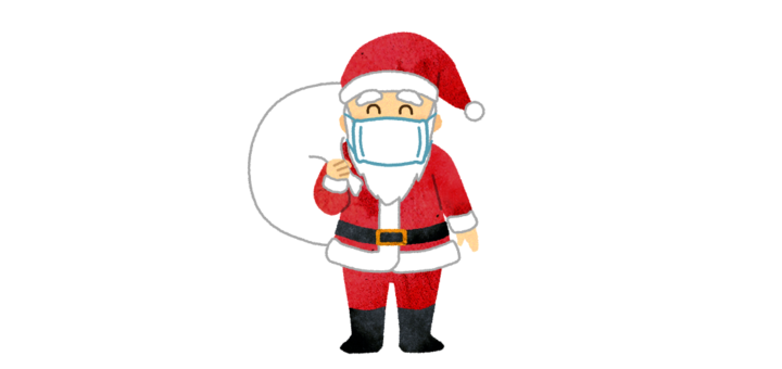 マスクを付けたサンタクロースのイラスト