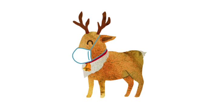 マスクを付けたトナカイのイラスト