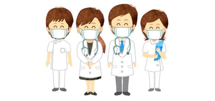マスクを付けたお医者さんたちのイラスト
