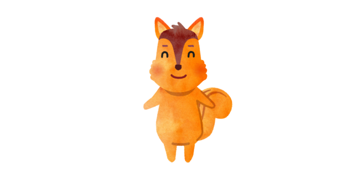 ニコニコ笑顔のかわいいリスのイラスト
