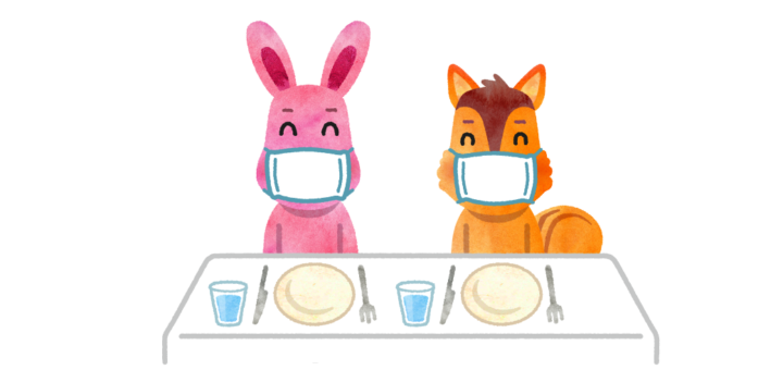 飲食店でのマスクマナーのイラスト