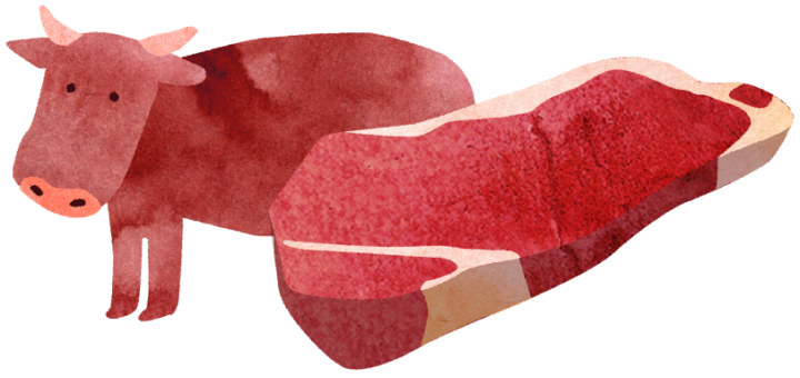 牛と牛肉のイラスト