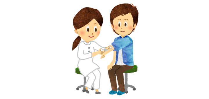 注射を打っている男性のイラスト