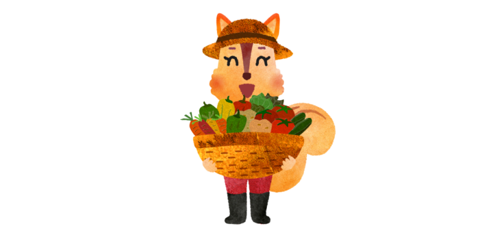 たくさん収穫したりすのイラスト