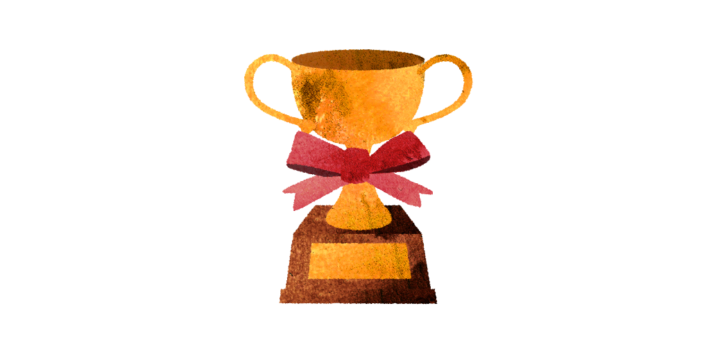 リボンのついたトロフィーのイラスト