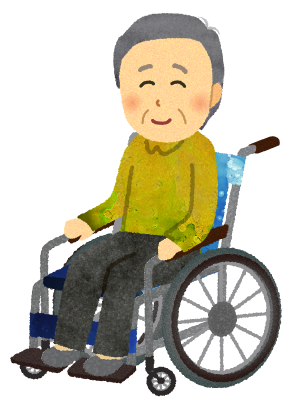 車椅子に乗るおじいちゃんのイラスト