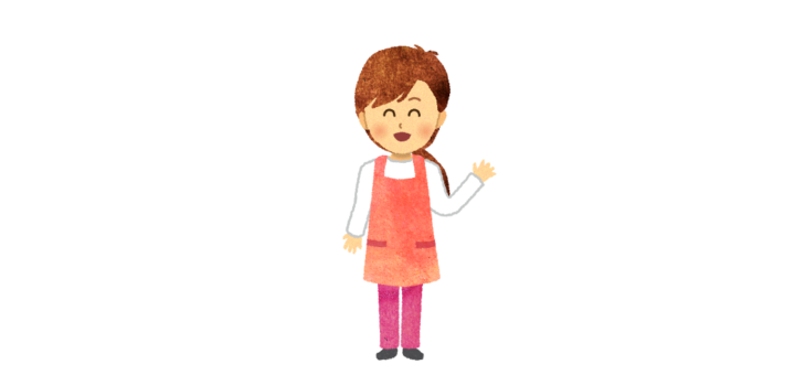 エプロンを着けた女性