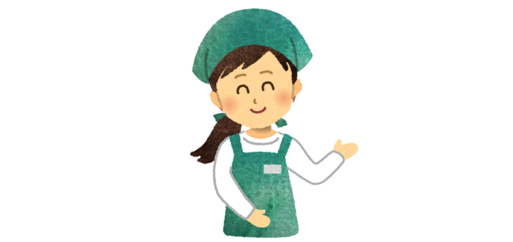 緑頭巾の案内スタッフ