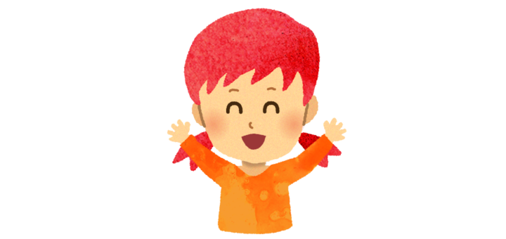 喜ぶ髪を結んだ女の子