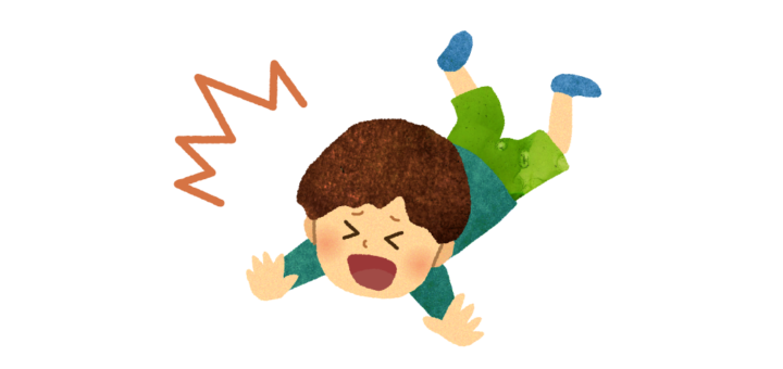 転んで怪我をした男の子のイラスト