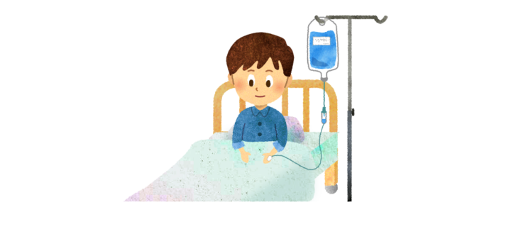 点滴を受けているイラスト
